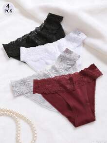 4pcs/Set Romantic Sexy Lace Women's Underwear - Multicolor - View 4