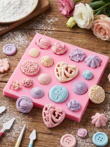 1个/2个心形压花硅胶模具，适用于制作巧克力蛋糕、果冻、布丁、手工皂和糖果 - 查看 4