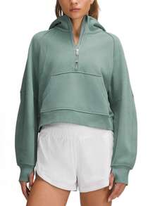 Lululemon Scuba Oversized Half-Zip Hoodie | Cotton-Blend Fleece Pullover, Boxy Short Fit With Kangaroo Pocket - Mint Green - View 1