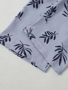 Bộ đồ ngủ ngắn tay in hình lá cây dành cho nữ - Xám - Xem 9