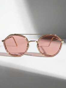 1 Piece Women's Sunglasses Pink Crystal Aviator Polygonal Boho Chic Delicate Vacation - 粉色 - 查看 4