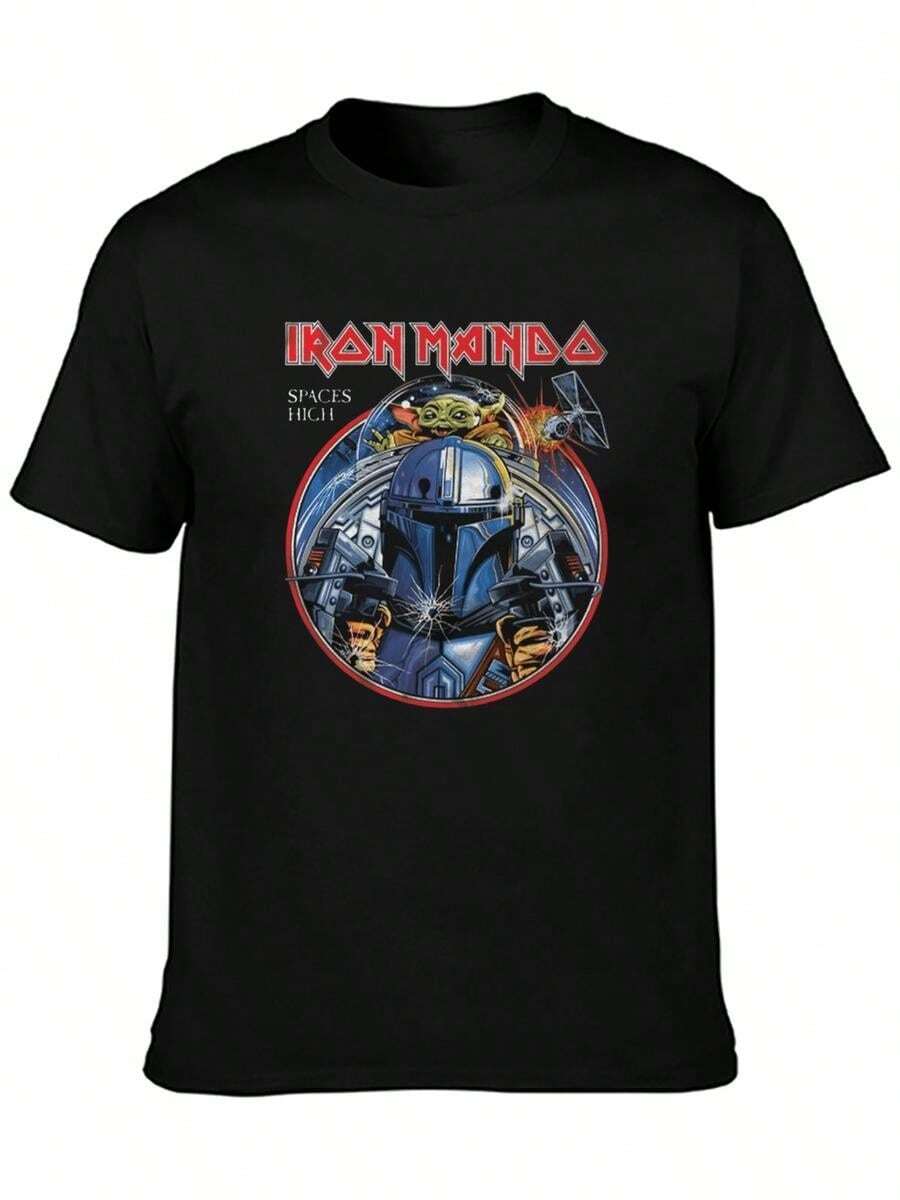 Camiseta gráfica con diseño vintage de póster de Mandalorian - Negro - Ver 1