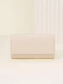 米色极简信封手拿包，配可拆卸金色链条 - 防水PU皮革女士正式斜挎包，多功能伴娘手提包，适合婚礼、晚宴、鸡尾酒会、周年纪念、约会之夜，是时尚爱好者的理想礼物。 - 米色 - 查看 7