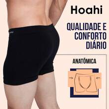 4-Pack HOAHI Men's Boxer Briefs, 94% Cotton, Seamless, For Everyday Comfort - White Gray Navy Black - View 8