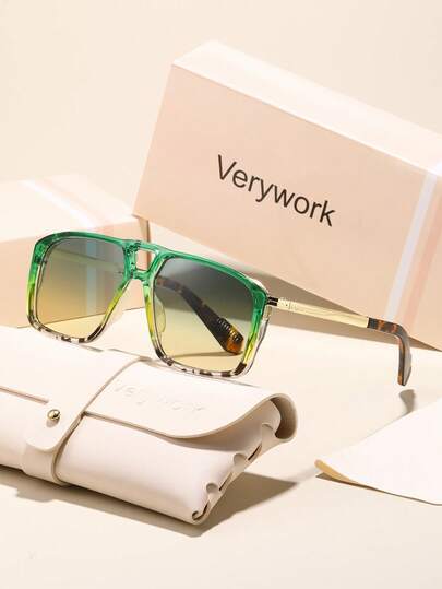 Verywork 1件装女士塑料金属几何全框多巴胺色调基础款时尚眼镜，适合夏季驾驶、热带海滩度假、节日装扮、户外休闲活动及配饰