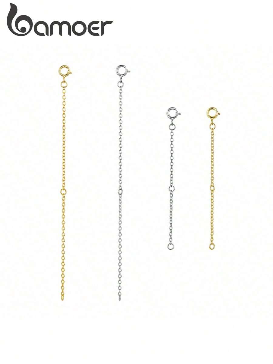 Bamoer 925 Sterling Silver Extension Chain With Lobster Clasp, Suitable For DIY Necklace Extension, Low Allergy, Jewelry Making - Silver - View 1