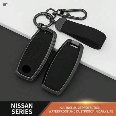 Ốp chìa khóa xe hơi bằng hợp kim kẽm và da chất lượng cao dành cho Nissan X-Trail T33/Kicks/Qashqai J12/Juke/Teana/Altima/Ariya - Vỏ bảo vệ chống trầy xước kèm móc khóa