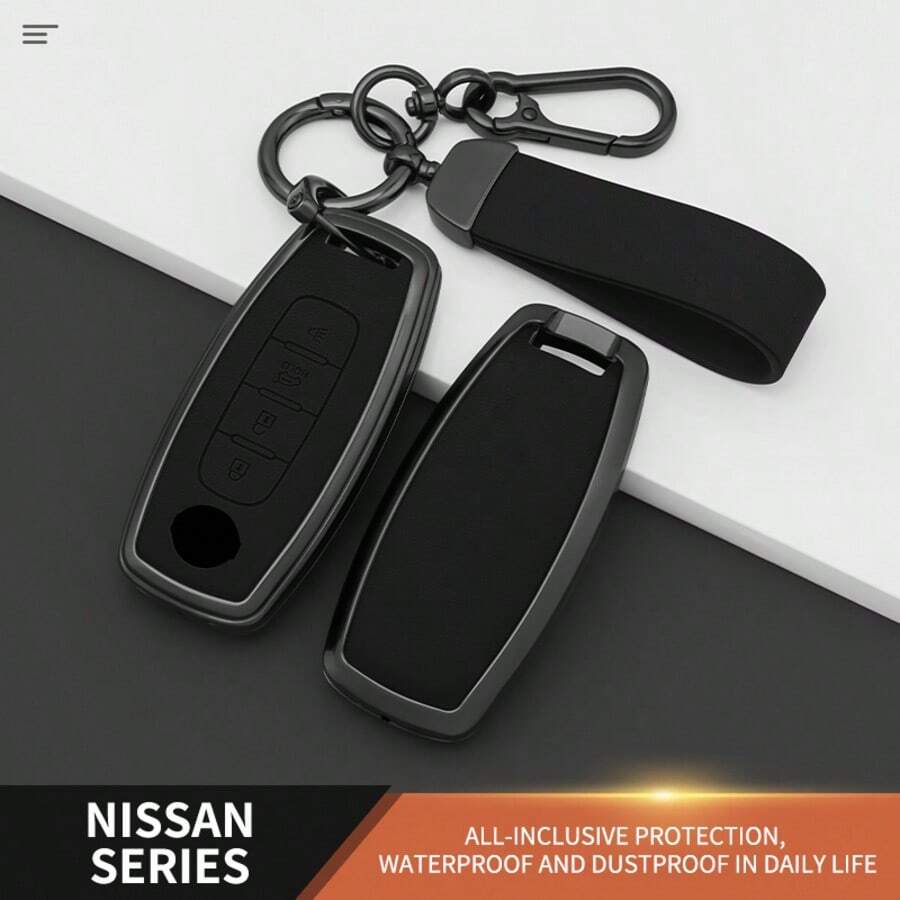 Ốp chìa khóa xe hơi bằng hợp kim kẽm và da chất lượng cao dành cho Nissan X-Trail T33/Kicks/Qashqai J12/Juke/Teana/Altima/Ariya - Vỏ bảo vệ chống trầy xước kèm móc khóa - Nhiều màu - Xem 1