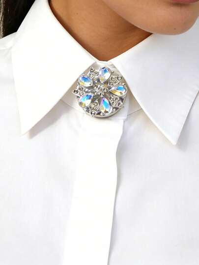 1pc Fashionable Rhinestone Flower Button Decorations, Fashionable High-End Brooches For Clothing, Collar Clips, Tie Clips, Women's Accessories, Women's Party Luxury Delicate Clothing Cufflinks, Suitable For Daily Use Wearing, As Gifts For Friends, As Gifts For Couples, As Gifts For Family Members