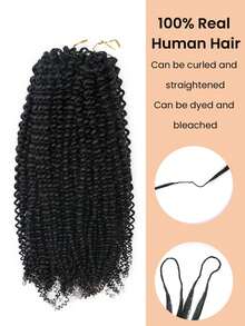 Tóc giả Afro xoăn Boho, tóc móc xoăn tự nhiên không thắt nút, 50g/150g/250g, tóc móc sợi mảnh, tóc thật xoăn xù Afro, tóc vô hình 12A, tóc nối nhẹ, màu đen tự nhiên, tóc móc Miracle Knots. - Natural Black - Xem 3