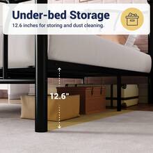 Allewie 14 Inch Twin/Full/Queen/King Size Metal Platform Bed Frame With Heart-Shaped Headboard And Footboard/Iron-Art Mattress Foundation/Under Bed Storage/No Box Spring Needed/Easy Assembly/Noise-Free/Black - 黑色 - 查看 5