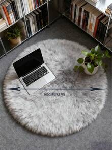 1件装蓬松圆形地毯，毛绒地毯，装饰地毯，长绒圆形地毯，白色、浅灰色、浅粉色、浅蓝色、浅黄色、黑色、紫色、玫瑰红、白底灰边圆形地毯，温暖冬季装饰，浴室厨房装饰，圣诞装饰，厨房地毯 - 彩色 - 查看 48