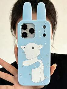 Cute Cartoon Light Blue Star Hugging Sheep Silicone Phone Case Compatible With Iphone 17 Pro Max, 16, 14, 14 Pro Max, 15 Pro Max, Couple Case - Baby Blue - View 1