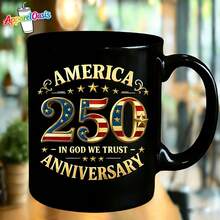 Is Back Coffee Mug - 250th Birthday USA Ceramic Cup With US Flag, Semiquincentennial 1776-2026 Commemorative Gift, Leakproof Patriotic Mug For Coffee & Tea, Hand Wash Only, N Flag Cup For 250 Years Of Independence - Black - View 6