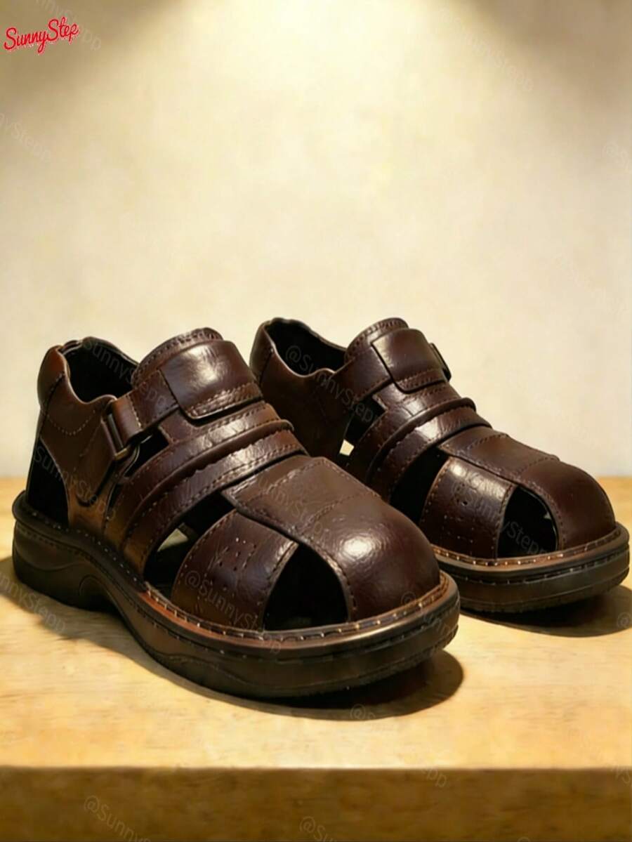 Sandalias casuales para hombre, sandalias ligeras de verano, antideslizantes y cómodas, sandalias para uso diario, paseo y salida - Óxido marrón - Ver 1