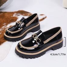 Women's New Thick Sole Loafers, Fashion Versatile Buckle Leather Shoes, Flattering Slip-On Shoes For All Seasons - 821 Black - View 9