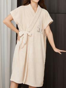 1件女士春夏可爱刺绣无袖睡袍，家居服，可作浴巾，开衫式长袍，家居长袍，夏季斗篷，披肩，僧袍，柔软保暖，适合浴室、泳池、海滩、冲浪等场合。 - 彩色 - 查看 5