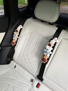 可爱小熊和兔子汽车安全带套，创意汽车安全带肩垫，女士内饰配件 - A - 查看 3