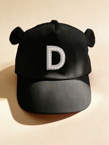 1顶儿童A-Z珍珠字母棒球帽，婴幼儿女童户外遮阳帽，1-3岁 - 黑色 - 查看 8