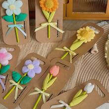 New Pastoral Style Plush Fabric Sunflower, Tulip Artificial Flower Hanging Decor, 1 Card For DIY Furniture Decoration - Multicolor - View 4