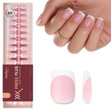 Beetles French Tips Press On Nails: 150 Pcs Pink Short Square Press On Nails Fake Nail Tips - 150 Pcs Pink Short Square - 查看 1
