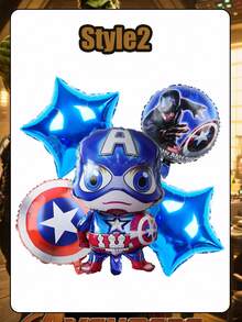 Marvel 5pcs Spider-Man Themed Aluminum Foil Balloon Set, Suitable For Birthday Party, Anniversary Celebration, Game Day, New Year Decoration, Holiday Party Decor And Photo Backdrop - 5PCS - View 4