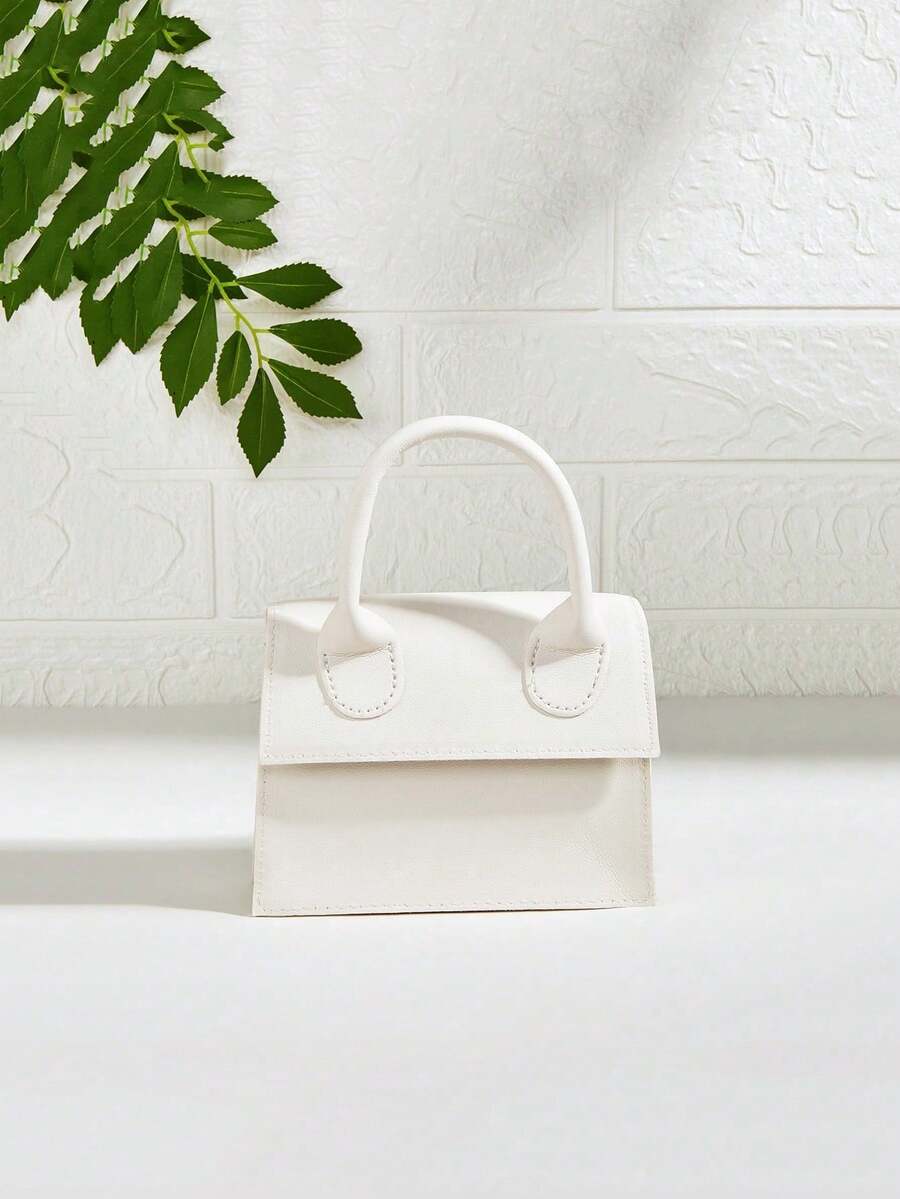 Children's Matte Fashionable Versatile Minimalist Chain Handbag - White - View 1