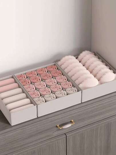 1pc Solid Color Underwear Storage Box, Beige Non-Woven Fabric Sock Organizer Box, Wardrobe Bra, Sock, Tie, Scarf Storage Box, Home Decor, Holiday Decoration, Room Decor, Home Accessories, Bedroom Decor, Storage Box, Home Organization, White T-Shirt, Black Pants, Women's Winter Clothing, Dress, Women's Winter Wear, Elegant Women's Dress, White Shirt, Long Sleeve, White Jumpsuit, Women's Spring Wear, Women's Spring Set, Spring, Spring Clothing, Minimalist, Summer Top,Storage Orangizer,Travel Essential