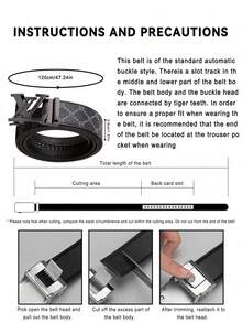 47 Inch Extended Men's PU Artificial Leather Automatic Buckle Belt, B Letter Print Pattern, Z-Shaped Buckle, Business Casual Versatile Dress Pants Belt - Multicolor - View 8