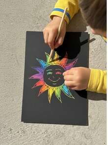 Cuaderno Scratch Art para Niños, Bloc de Dibujo Mágico Arcoíris con Lápiz de Rasgado, Juguete Creativo y Educativo para Manualidades y Entretenimiento - Rosa Roja - Ver 4