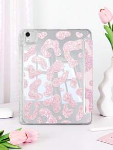 1 pieza Estuche de tableta plegable de acrílico con pintura de doble cara con estampado de leopardo con brillo, apto para modelos de tableta Apple. No incluye lápiz óptico. Algunos modelos vienen con marco para lente. La cubierta trasera de acrílico es anti-doblado, anti-arañazos y anti-caídas. Soporte plegable ajustable, función de suspensión/activación magnética. Minimalista, con brillo, fresco, divertido, exclusivo, creativo, personalizado. - Multicolor - Ver 3