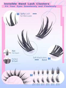 Wispy Cluster Lashes Natural Lashes Individual Cluster 8-18mm 184 Pcs Lash Clusters CD Curl Eyelash Clusters Individual Eyelashes Reusable Comfortable False Eyelashes Manga Lashes - D - View 6