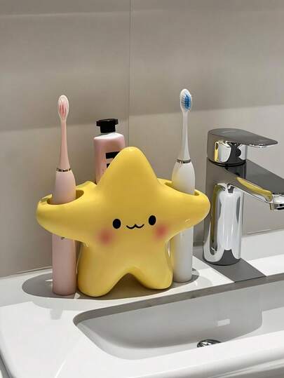 1 hộp đựng bàn chải đánh răng hình ngôi sao dễ thương - Hộp đựng đồ dùng phòng tắm bằng nhựa độc lập, thiết kế hình ngôi sao tiết kiệm không gian, phù hợp với mặt bàn, bồn rửa, bồn tắm - Có thể đựng bàn chải đánh răng và kem đánh răng (không cần lắp đặt) - Trang trí phòng tắm, phù hợp cho gia đình và các cặp đôi.