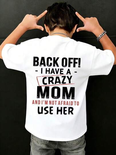 Tween Boy Casual Funny Print Crew Neck Short Sleeve T-Shirt, Summer Top