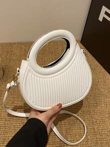 Bolso bandolera minimalista de estilo INS con diseño personalizado y sin arrugas, bolso de hombro para mujer para ir al trabajo, Nuevo modelo de primavera 2026 - Blanco - Ver 7