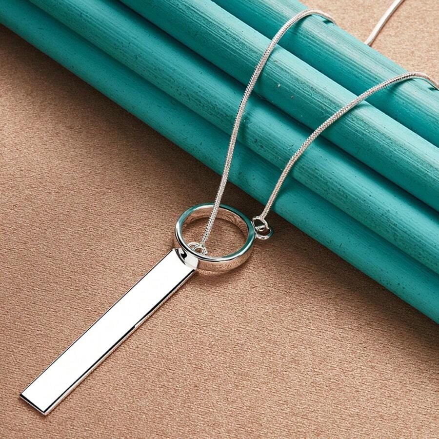 New 925 Silver Plated Necklace For Women Jewelry 18 Inches Creative Round Pendant Fashion Christmas Gifts Wedding - Silver - View 1