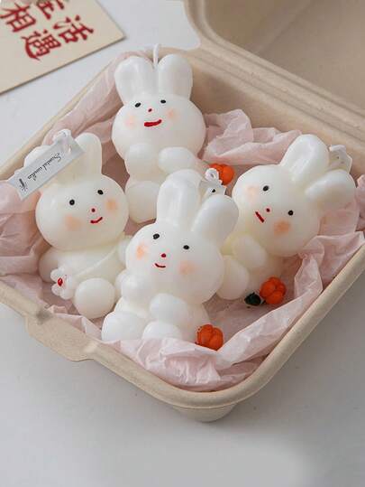 Cute Easter Bunny Candles, Soy Wax Rabbit Sculpture Scented Candles, Home Decor, Mother's Day Gift, Easter Gift, Fragrance Decoration, White Floral Decor, Cozy Bedroom Decor, Best Friend Birthday Gift, Spring Wedding Favors