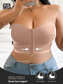 Women's Fashion Criss-Cross Front Closure Strapless Bra - Apricot - View 3