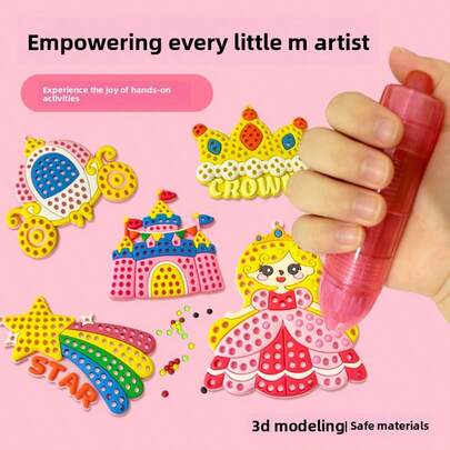 Children's Handmade Puzzle Toys, Pre-School Creative Interactive Toys, 3D Diamond Painting Craft Set, Princess Theme DIY Craft Set