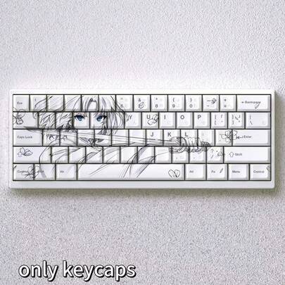 73键轮廓式键帽，动漫主题键帽，高键帽高度PBT材质，热升华工艺，适配60/65/68%定制键盘，键盘爱好者的最佳礼物，键盘键帽，键帽收藏家，机械键盘配件，PBT键帽，Cherry原厂高度键帽，热升华工艺键帽，支持热插拔键帽