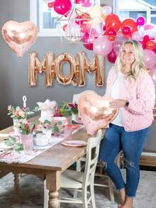 Bộ 3 bóng bay trang trí Ngày của Mẹ, gồm bóng bay chữ "Mom" và bóng bay hình trái tim, thích hợp để kỷ niệm Ngày của Mẹ, kỷ niệm ngày cưới, tiệc sinh nhật của mẹ, trang trí Ngày của Mẹ hạnh phúc. - Nhiều màu - Xem 4