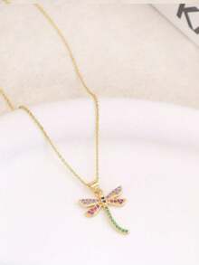 Fashionable High-Quality Dragonfly Copper Necklace For Women, Designed With Luxurious Aesthetic, Delicate Collarbone Chain - Gold - View 6