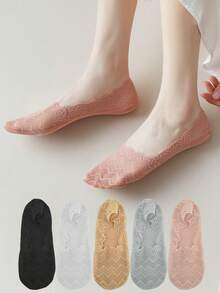 女士春夏薄蕾丝防滑凉感透气不脱落吸汗无痕隐形袜 - 彩色 - 查看 2