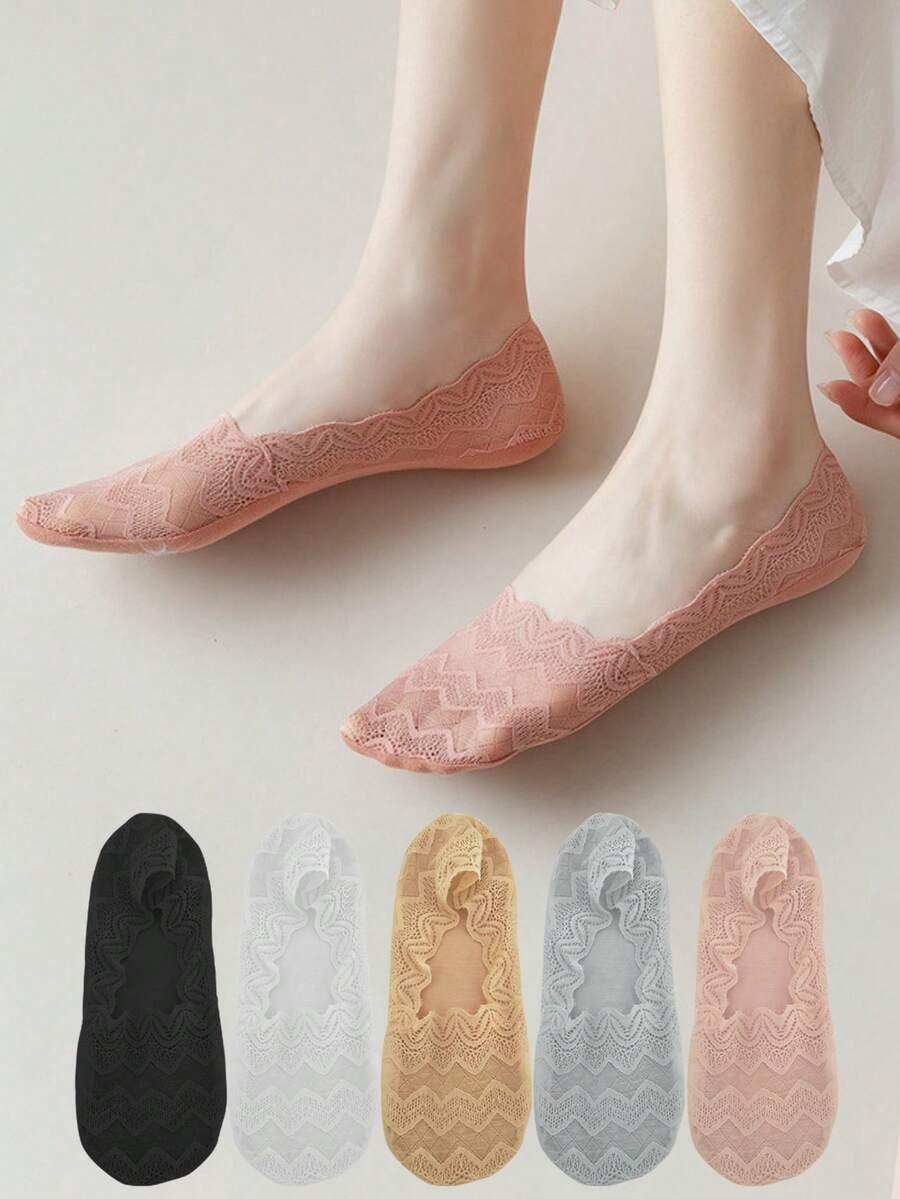 女士春夏薄蕾丝防滑凉感透气不脱落吸汗无痕隐形袜