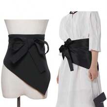 1pc Elegant Versatile Turndown Collar Tie-Up Waist Belt, Suitable For Dresses, Shirts, Coats - Black - View 4