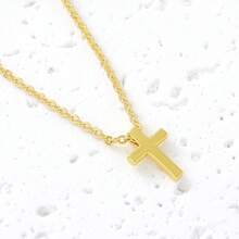 1pc Minimalist Cross Jesus Prayer Pendant Necklace, Unique Commuter & Everyday Wear For Women - Multicolor - View 7