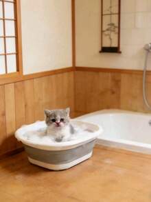 Bañera plegable para mascotas, bañera pequeña para perros con drenaje, lavabo, cesta de lavandería, bañera para gatos y perros - Multicolor - Ver 3