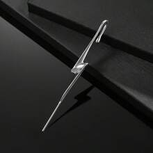 1pc Stainless Steel Cross & Snake/Dragon Single Ear Cuff, Unique Design For Men - Lightning - View 4