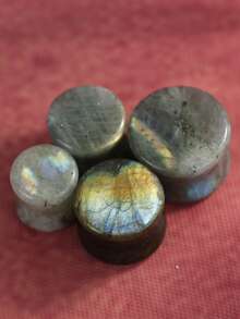 1 Pair Fashionable Bohemian Retro Rock Style Glitter Stone Ear Gauges, Unisex Piercing Jewelry Suitable For Daily Wear And Parties, Great Gift - Ear Gauge - View 7