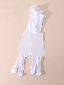 2pcs/Set Baby Girls' Sweet Lady-Like Heart Jacquard Mesh Leggings, Suitable For Girls' Daily Wear In Summer - White - View 7